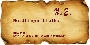 Neidlinger Etelka névjegykártya